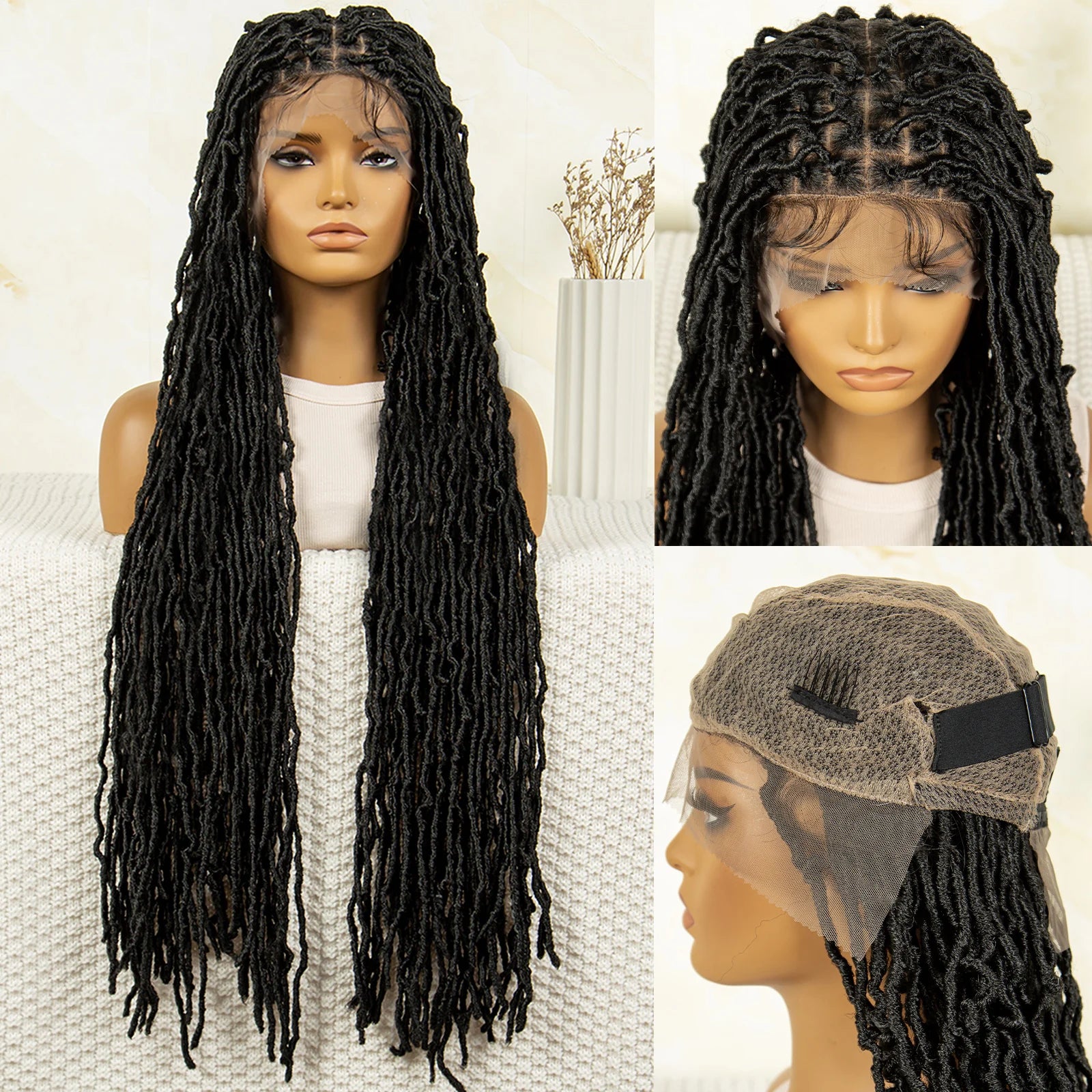 Red Box Braids Full Lace Wig | 36 Inches | Crochet Braids | Knotless | Kanekalon
