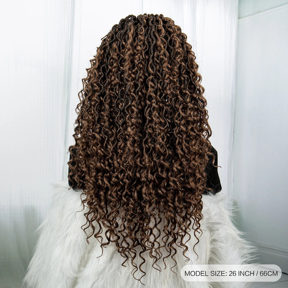Faux Locs Braided Wigs Synthetic Dreadlock Braided Wigs With Curly Ends 26inch Lace Front Knotless Box Braids Wig with Baby Hair Luxegan