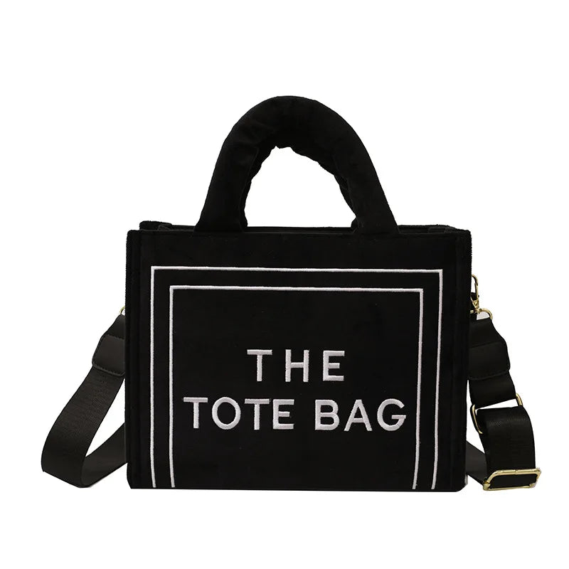 Women’s Khaki Velour Tote Bag | Original Letter Print Medium Square Handbag | Premium Corduroy Ladies’ Shopper & Versatile Shoulder Bag Luxegan