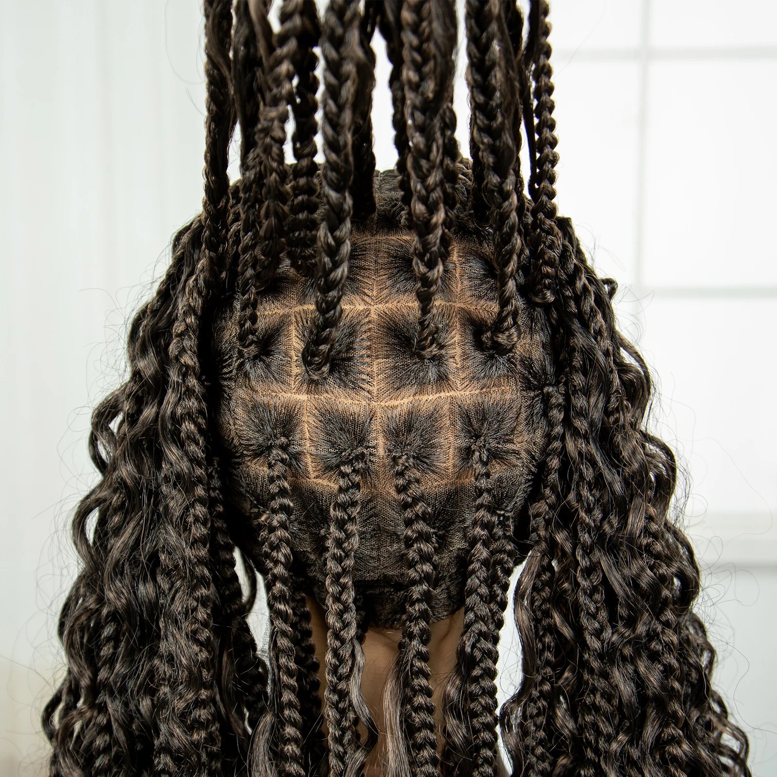 Ombre Knotless Braids Wig | Curly Ends | Full Lace | Baby Hair | Handmade Luxegan