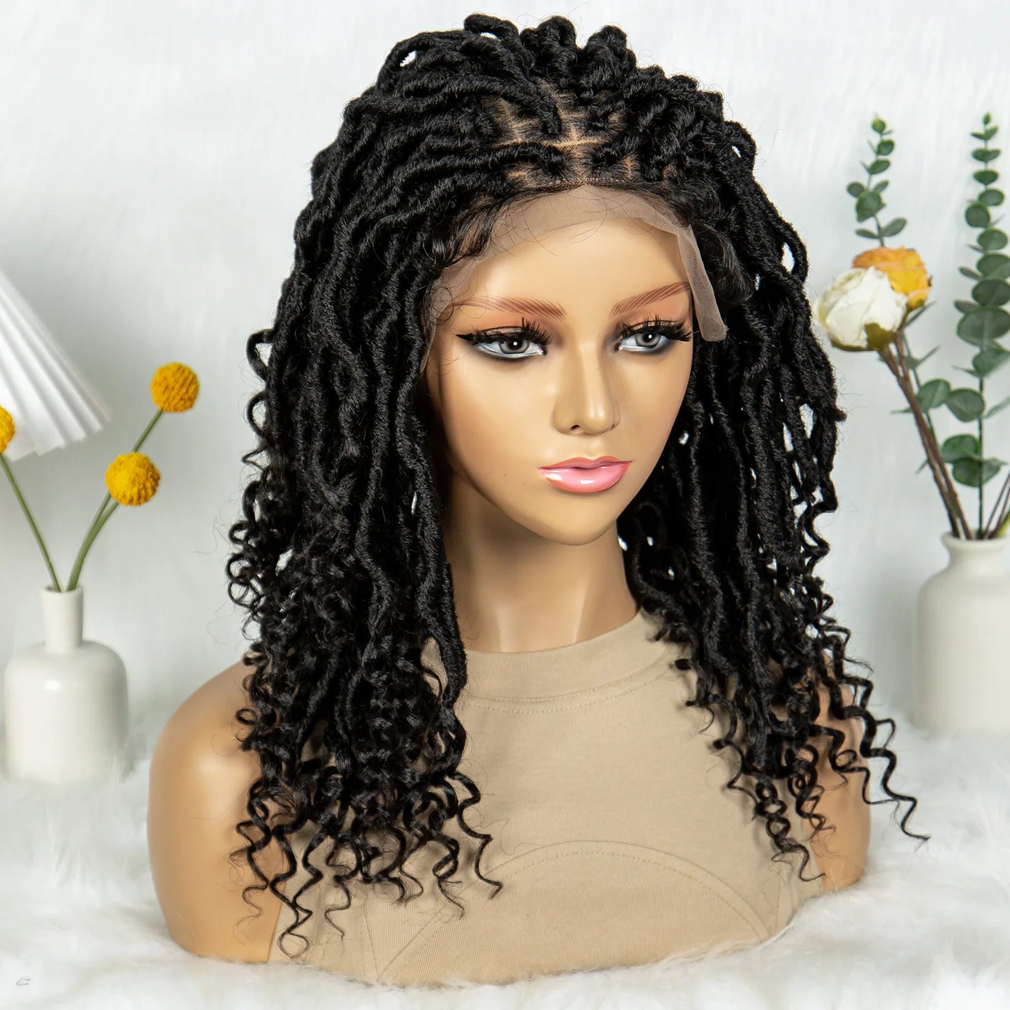 Lightweight Cornrow Braids Wig with Curly Ends | Lace Front Luxegan