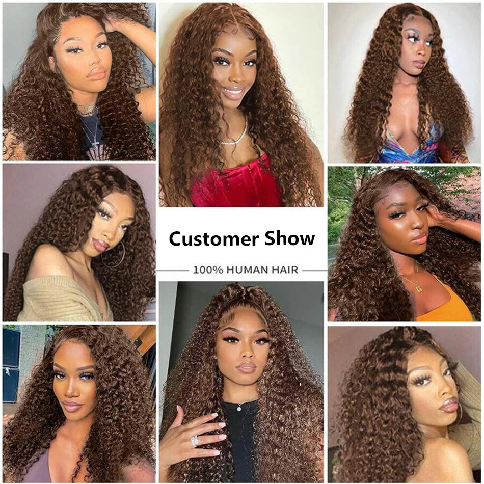 30 & 34-Inch Chocolate Brown Deep Curly Wig | Sophisticated 13x6 HD Transparent Lace | Elegant "Brazilian Remy" Ultra-Long Silhouette | "Dignified" Bleached Knots & Pre-Plucked Human Hair for Radiant Versatile Styling Luxegan