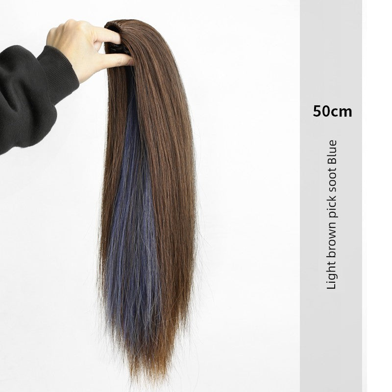 Seamless Red High Ponytail Braid | Mid-Length Synthetic Hair Extension Luxegan