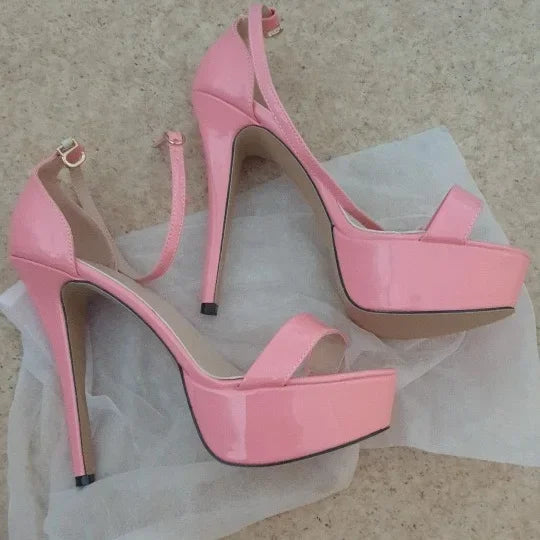 14cm Super Flash Platform Sandals | Sophisticated Red Patent Leather Open Toe | Elegant "Nightclub" Ankle Strap High Heels | "Dignified" Plus Size 44 Party & Wedding Shoes for Radiant Versatile Styling Luxegan