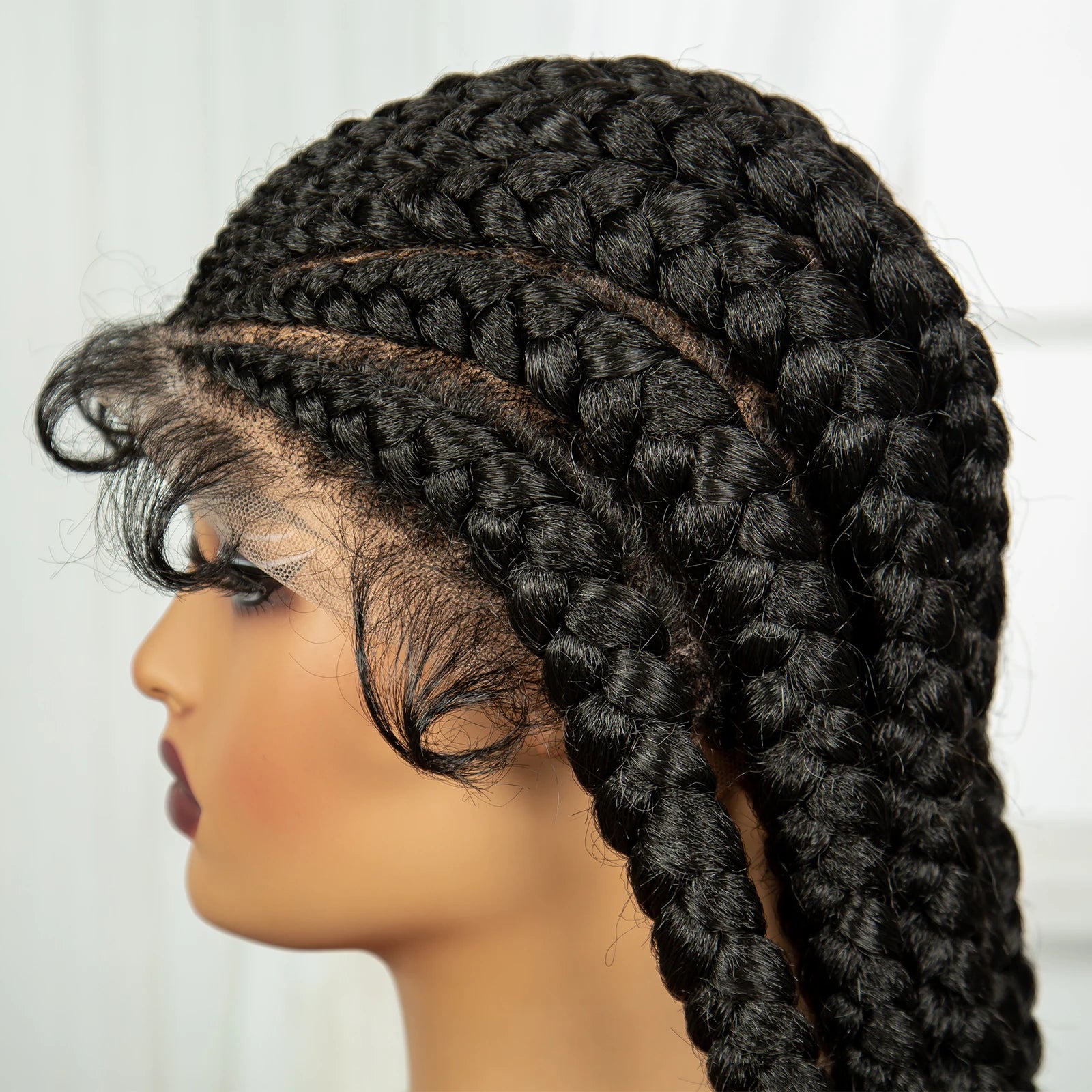 32" Natural Cornrow Knotless Braids Wig | Full Lace | Baby Hair Luxegan