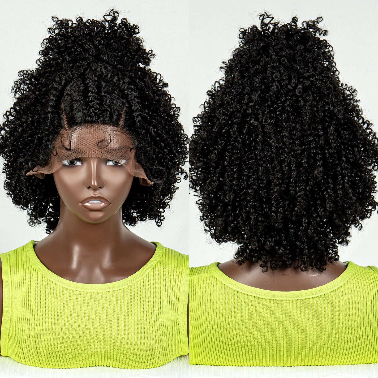 Short Afro Curly Knotless Braids Wig | Lace Front | Baby Hair Luxegan