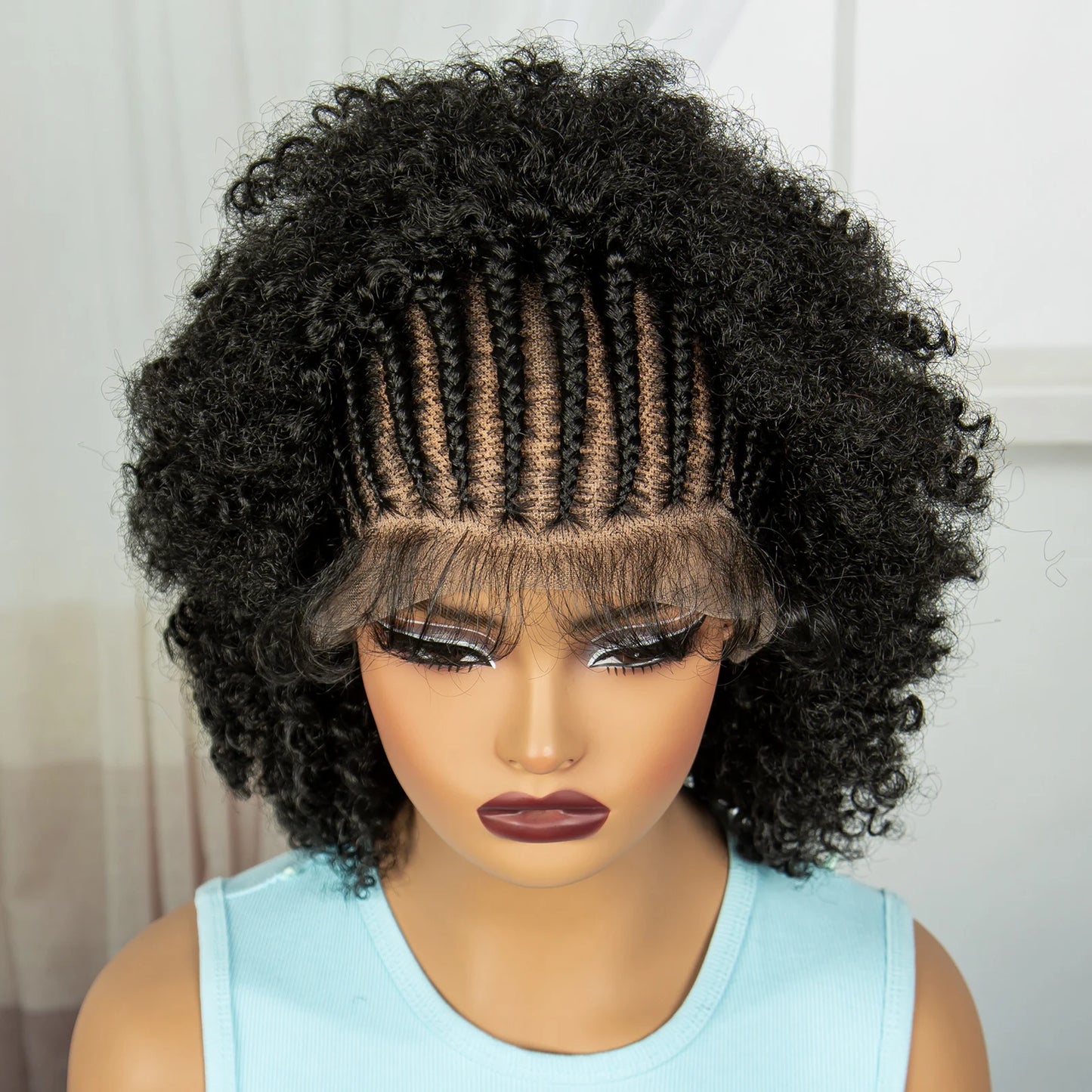 Afro Kinky Curly Cornrow Braids Wig | Full Lace | Baby Hair | Natural Look Luxegan