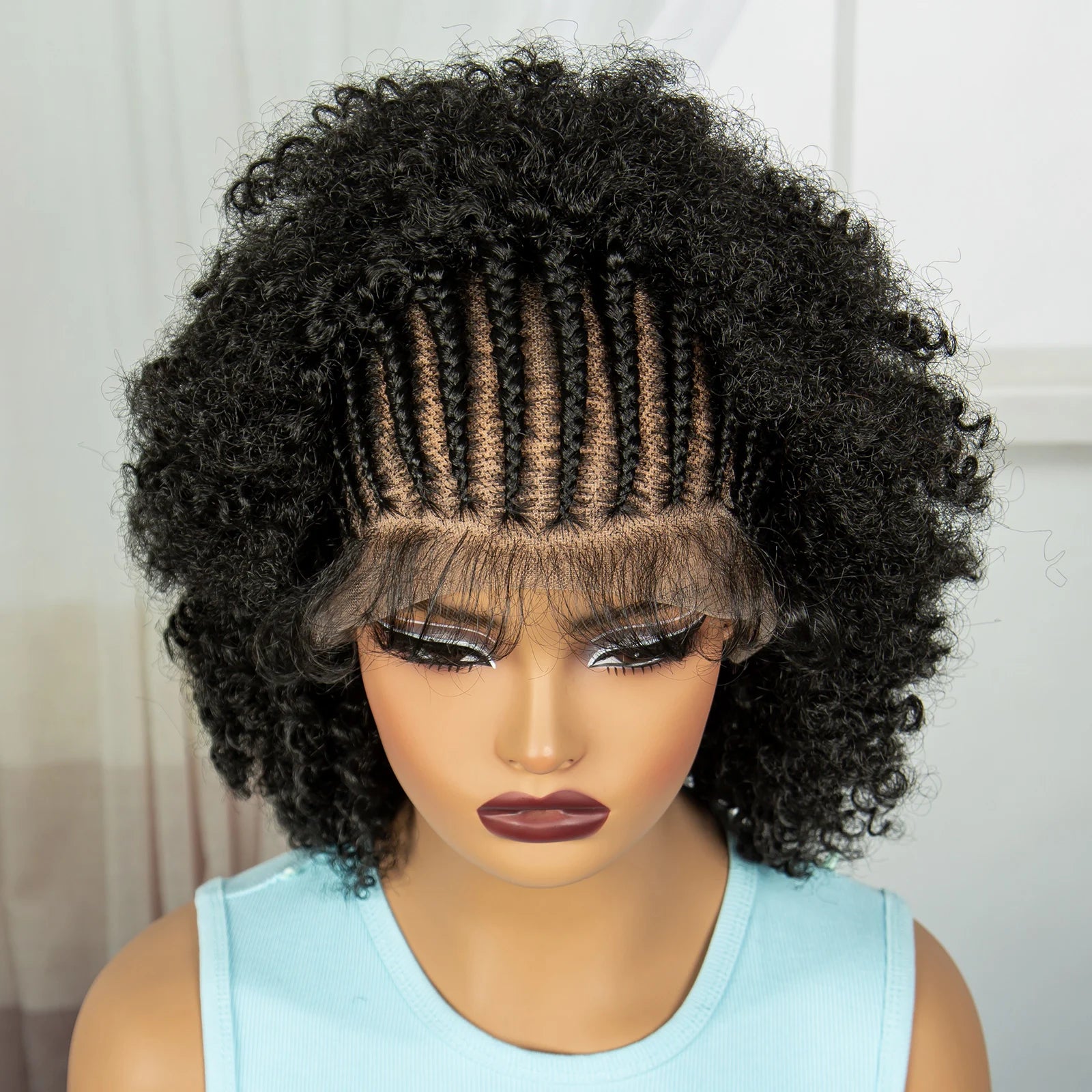 Afro Kinky Curly Cornrow Braids Wig | Full Lace | Baby Hair | Natural Look Luxegan