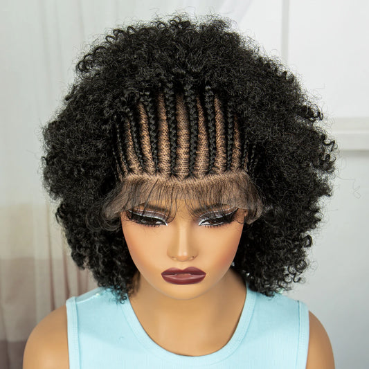 Afro Kinky Curly Cornrow Braids Wig | Full Lace | Baby Hair | Natural Look Luxegan
