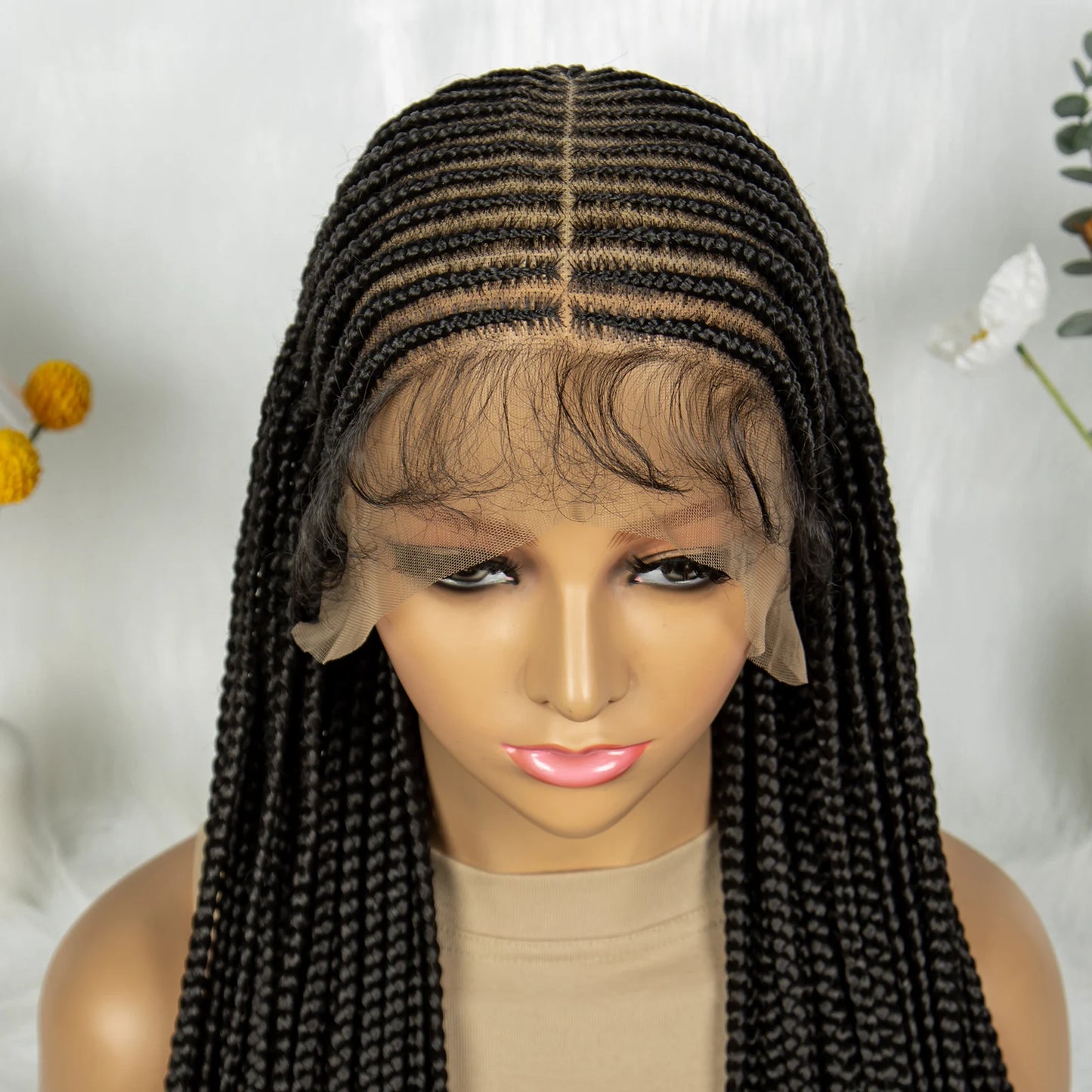 KIMA 36" Tribal Cornrow Braids Wig | Transparent Full Lace | Box Braids | Baby Hair Luxegan