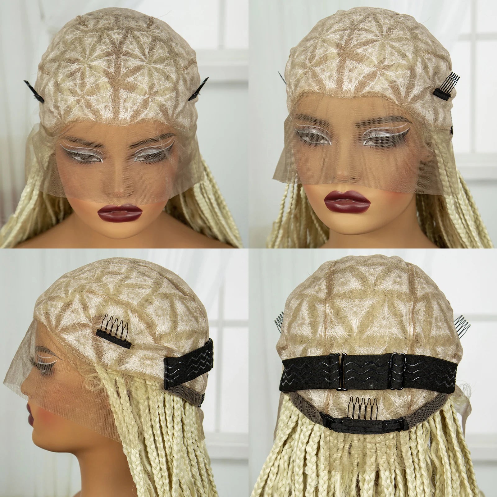36" Blonde Boho Knotless Braids Wig | Curly Ends | HD Full Lace | Baby Hair Luxegan