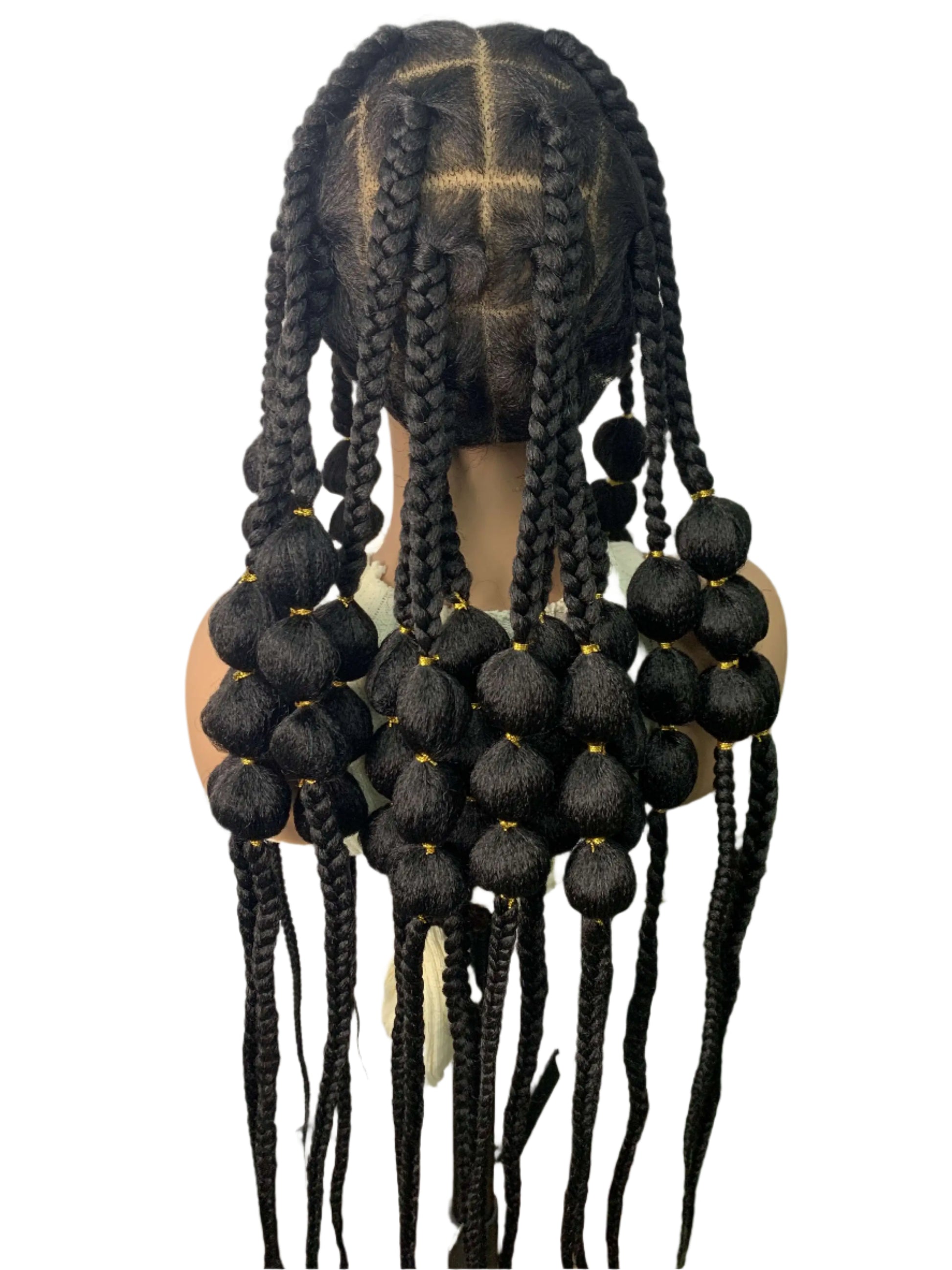 Natural 40 Inch Long Synthetic Full Lace Braided Wig | Handmade Knotless Bantu Braids Lace Wig with Baby Hair for Women Luxegan