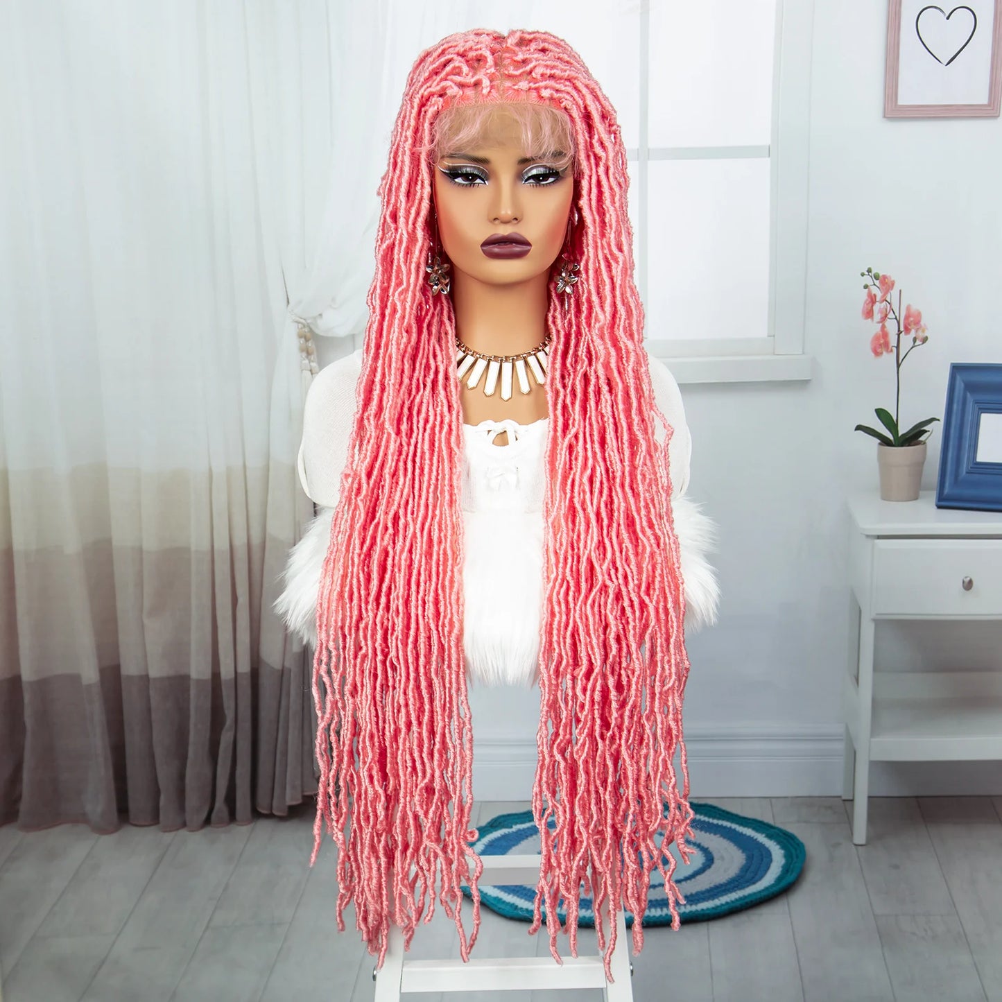 Red Box Braids Full Lace Wig | 36 Inches | Crochet Braids | Knotless | Kanekalon