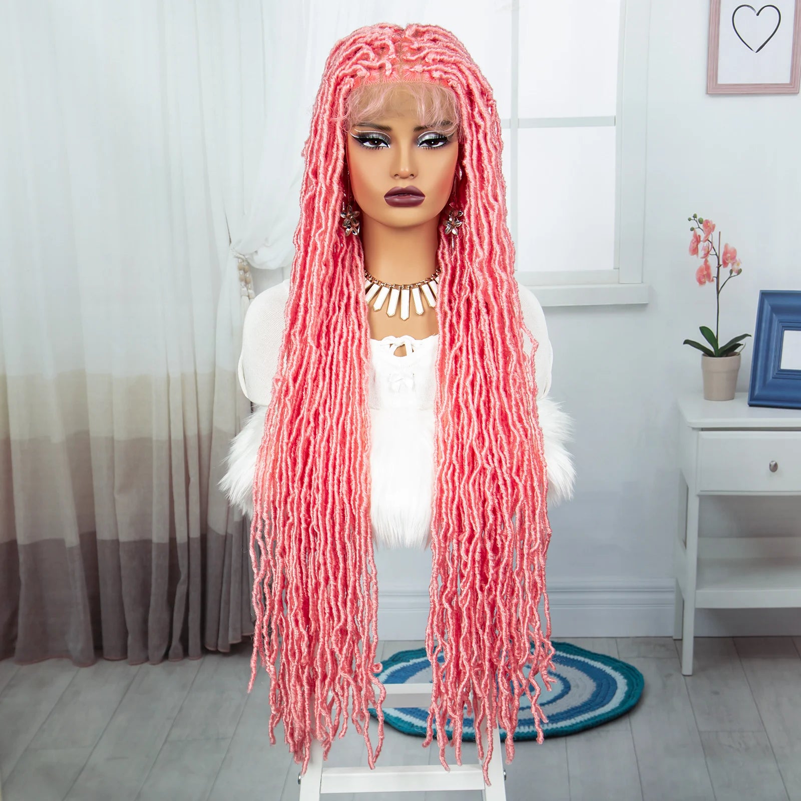 Red Box Braids Full Lace Wig | 36 Inches | Crochet Braids | Knotless | Kanekalon