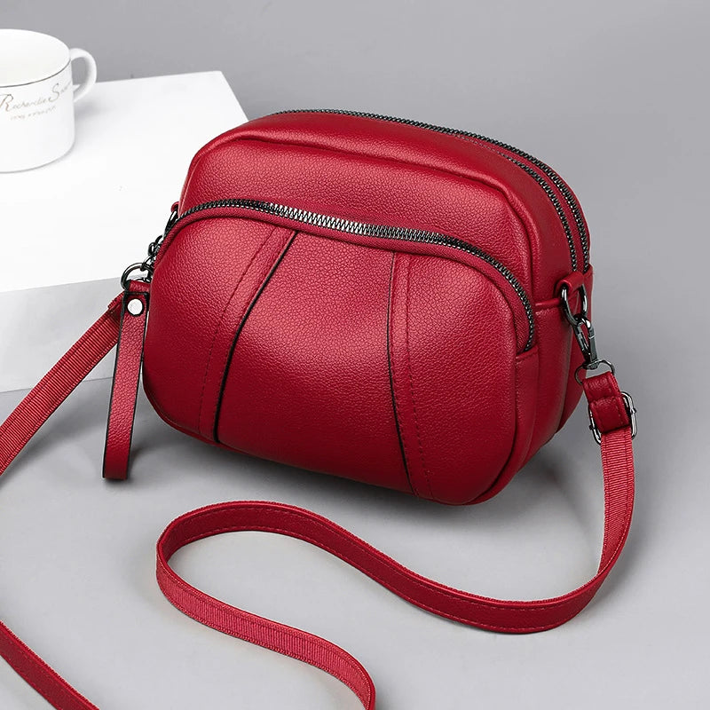 Soft PU Leather Mobile Phone Bag | Simple Rivet Crossbody Satchel Luxegan