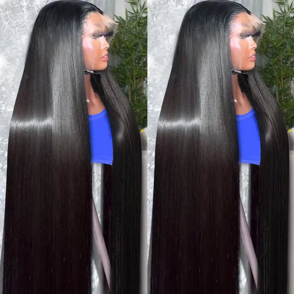 Ultra-Thick 200% Density Straight Glueless Wig - 9x6 / 7x5 / 5x5 / 6x4 Transparent Lace Closure Human Hair Wig - Pre-Cut & Pre-Plucked Wear-and-Go Brazilian Remy Straight Wig for Women (26+ Inch Long) Luxegan