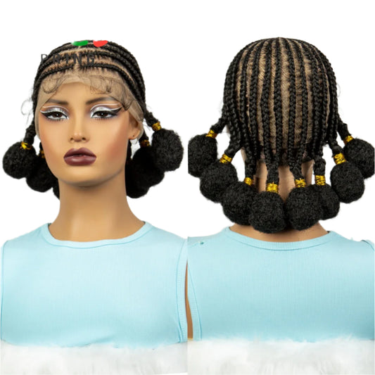 Cornrow Bantu Knotless Braids Wig | Handmade Full Lace | Baby Hair Luxegan