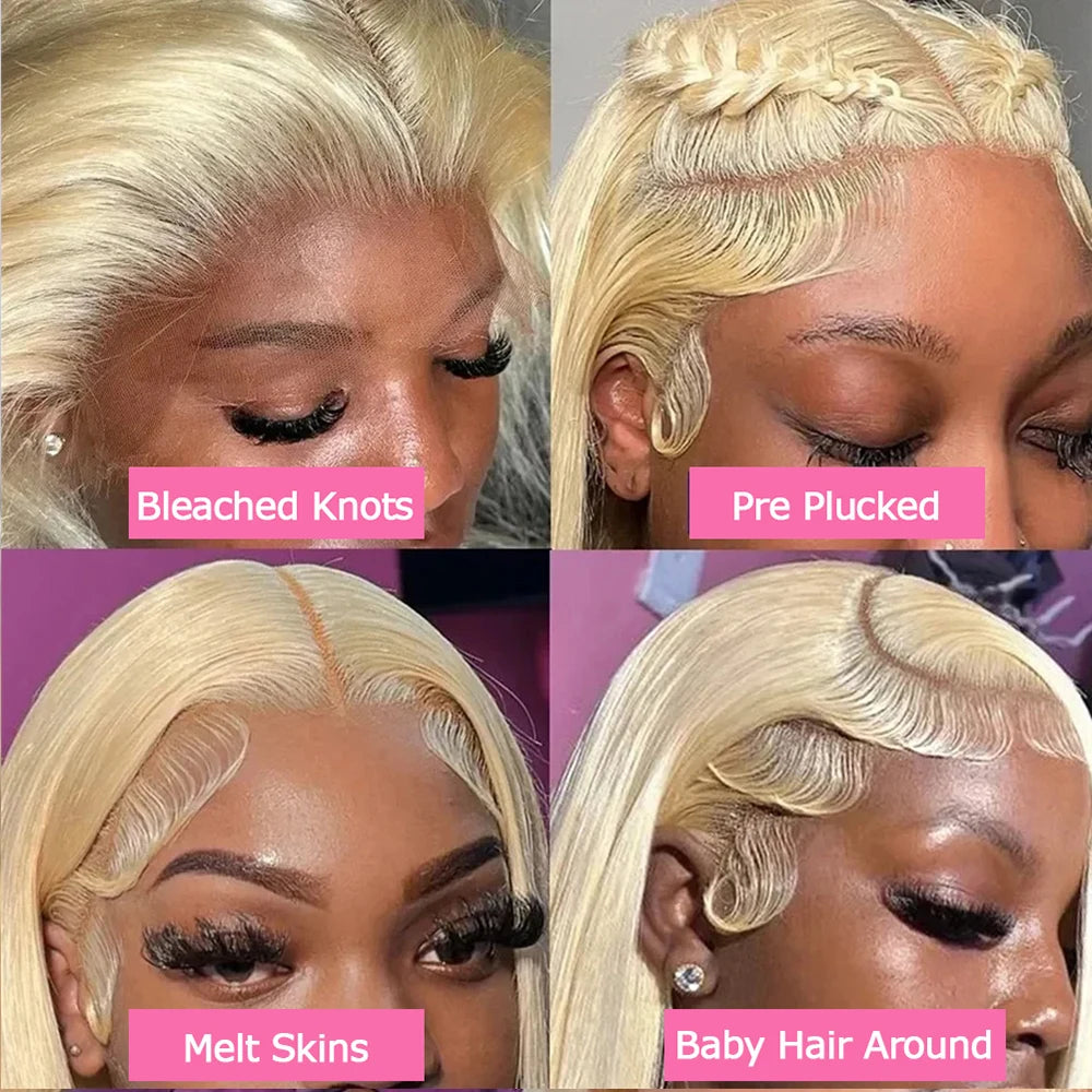 HD Transparent 613 Blonde Lace Front Wig | Bone Straight Brazilian Remy Hair | 200% Density