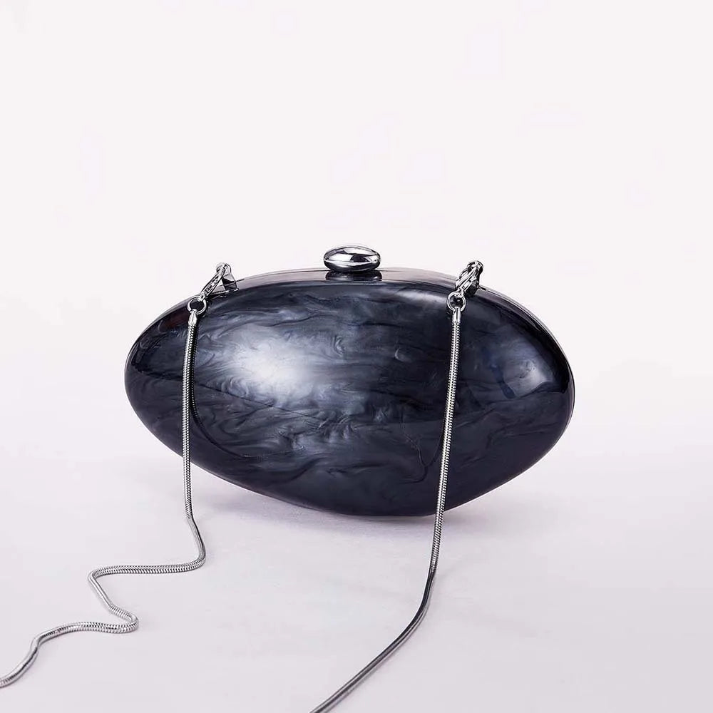 Oval Marble Beige Shell Acrylic Luxury Elegant Lady Evening Bag | Cute Handbag & Wedding Girl Female Mini Purse Luxegan