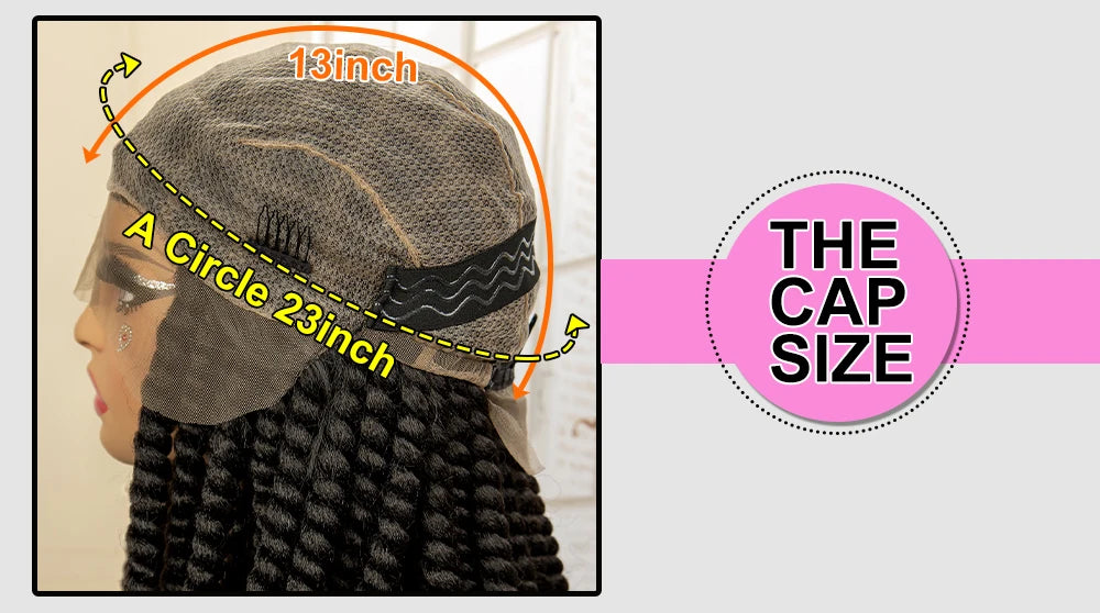 16 Inch Brown Twisted Braided Bob Wig | Full Lace | Kanekalon Fiber | For Black Women - Luxegan