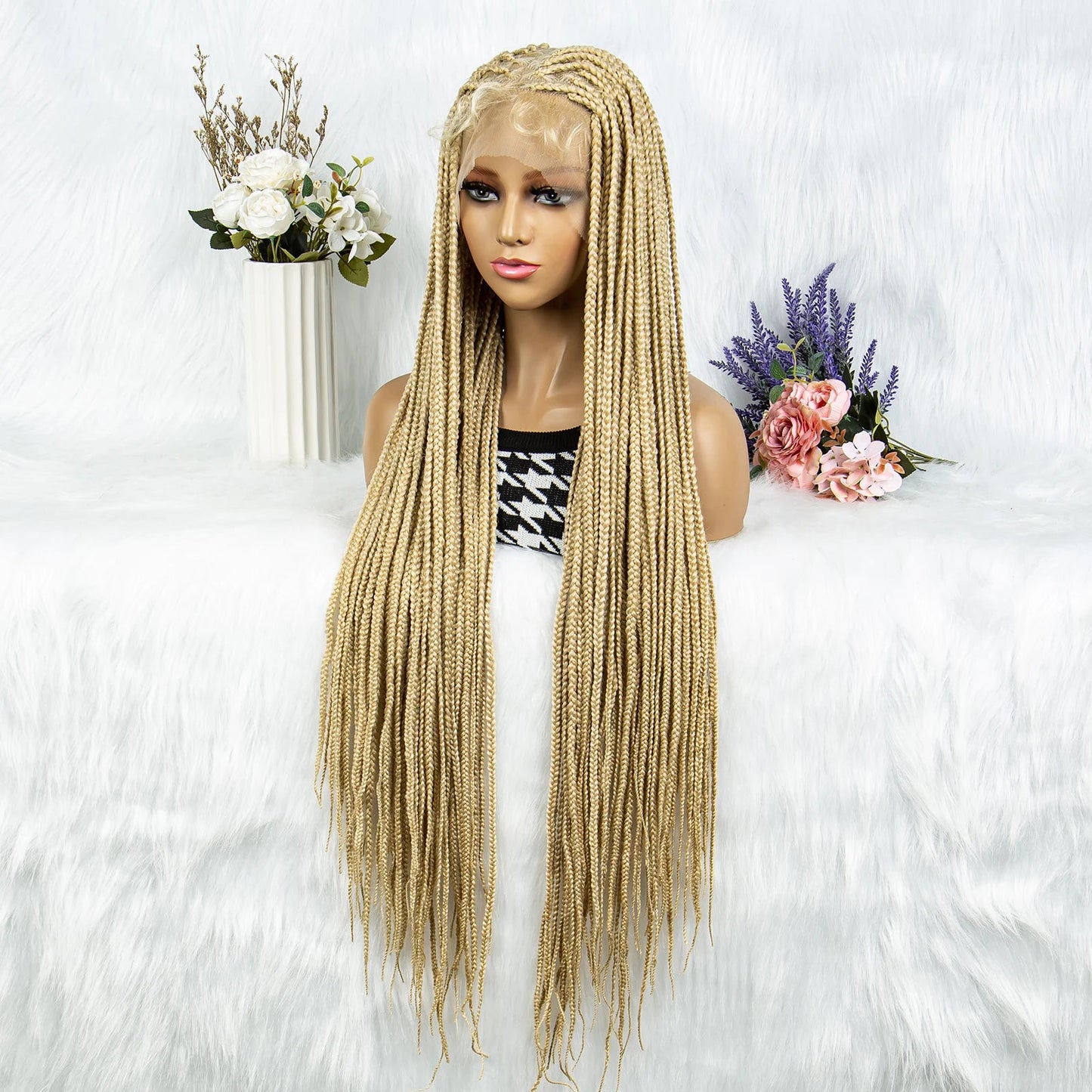 613 Blonde HD Full Lace Braided Wig | Knotless Box & Cornrows | Crochet Braids | Synthetic Luxegan