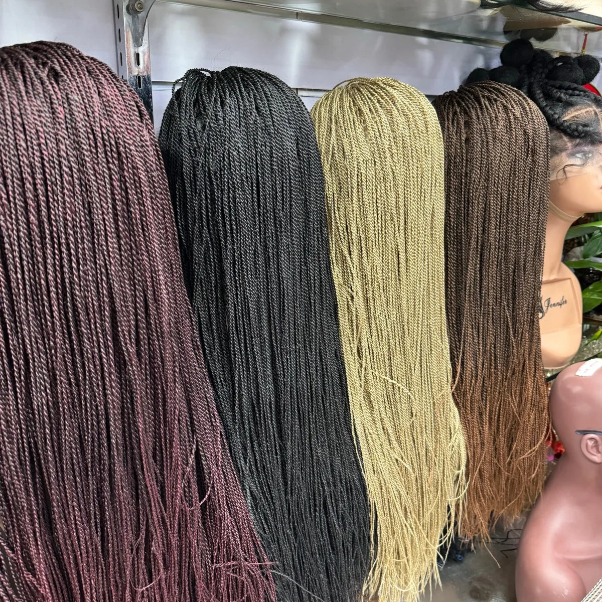 Knotless Box Braids Synthetic Lace Front Wig 28" | Straight | Heat Resistant | Kanekalon Hair | For Black Women