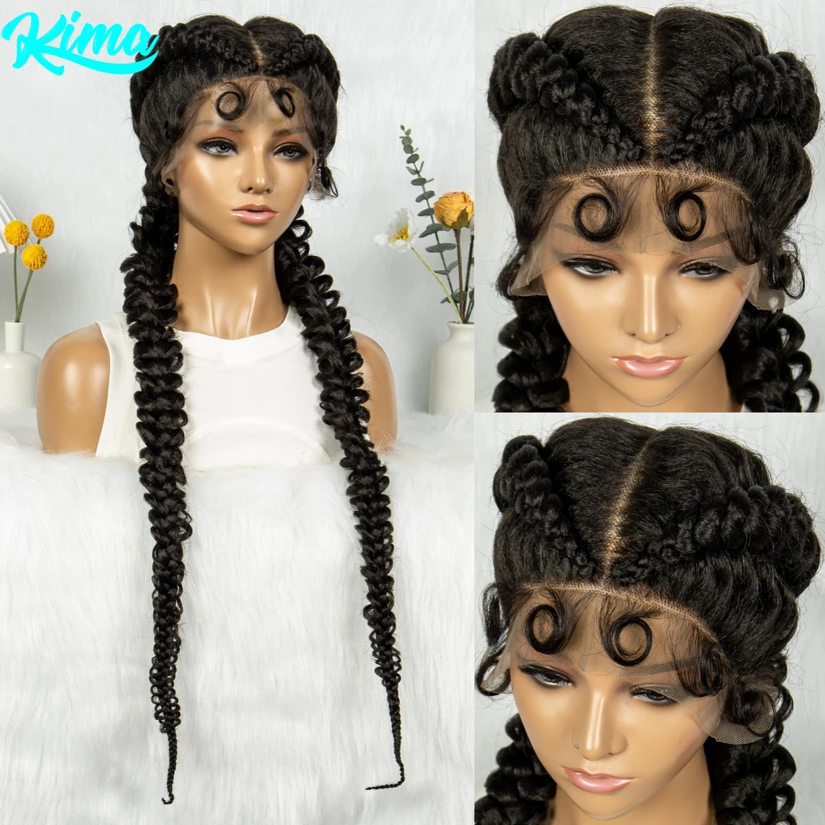 36" Twisted Braids Lace Front Wig | 13x1 | Senegalese Twist | Baby Hair | Handmade Synthetic Braids Luxegan