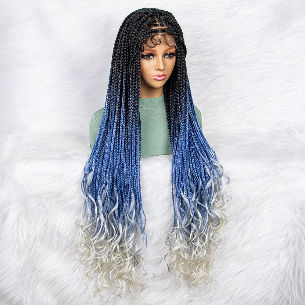 Gradient Water Wave Knotless Box Braids Wig | 9x6 Lace Front | Baby Hair Luxegan