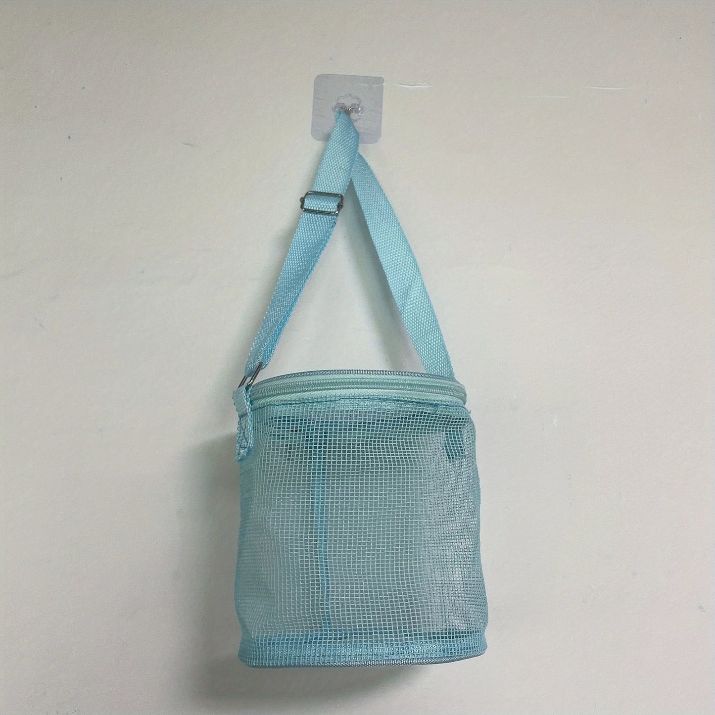 Net Yarn Shell Storage Bag | Sophisticated Three-Dimensional Circle Beach Bucket | Elegant Dredging Toy Collection Bag | High-Quality Polyester Mesh Finishing Pouch with "Dignified" Barrel Shape Luxegan