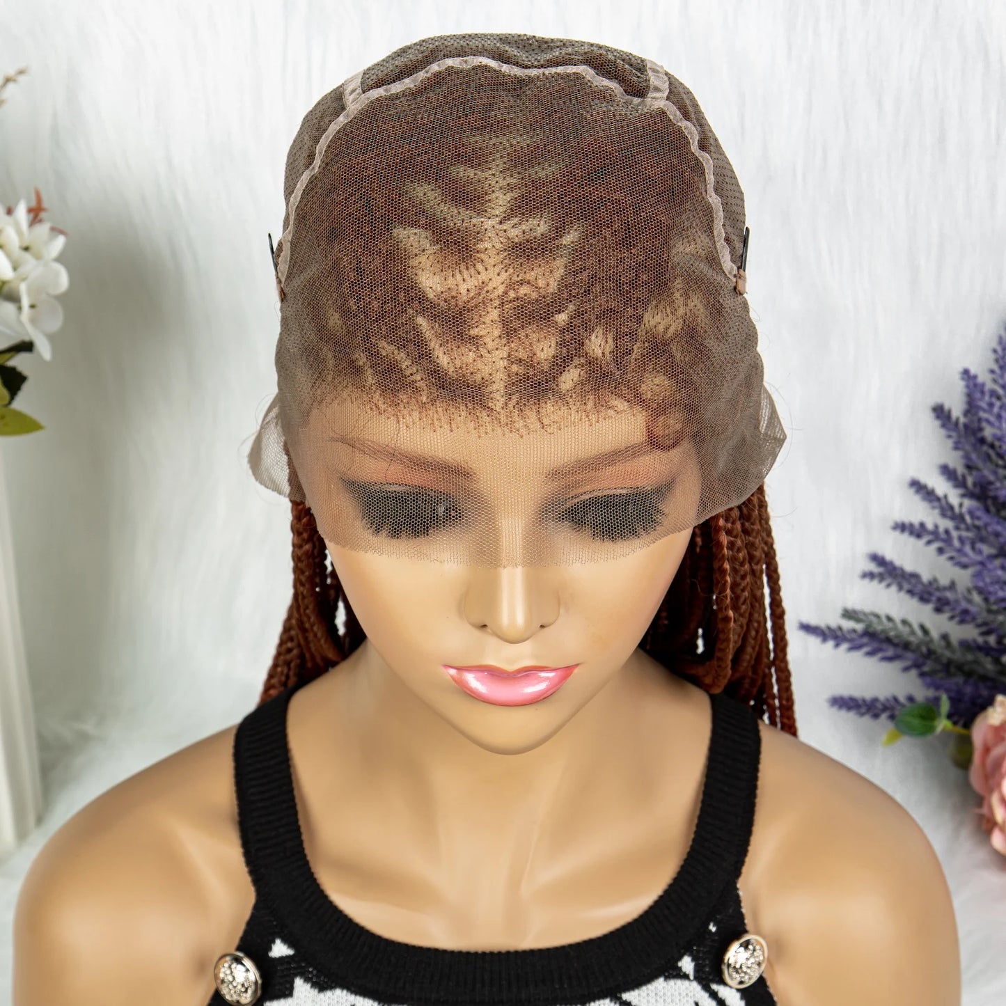 Ginger Faux Locs & Knotless Box Braids Wig | HD Full Lace Synthetic Braided Wig | Transparent Lace | Black Women
