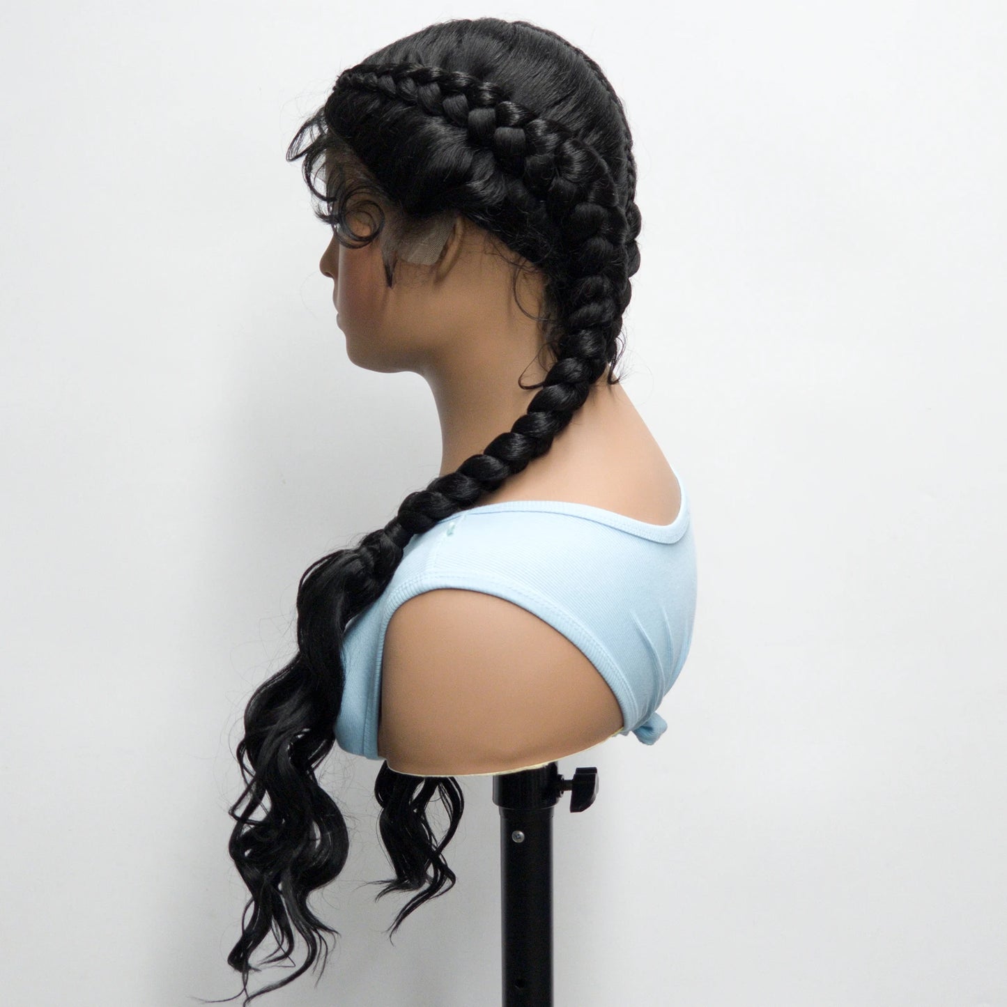 34" Twist Braids Wig | Curly Ends | Lace Front | Baby Hair | Natural Color Luxegan