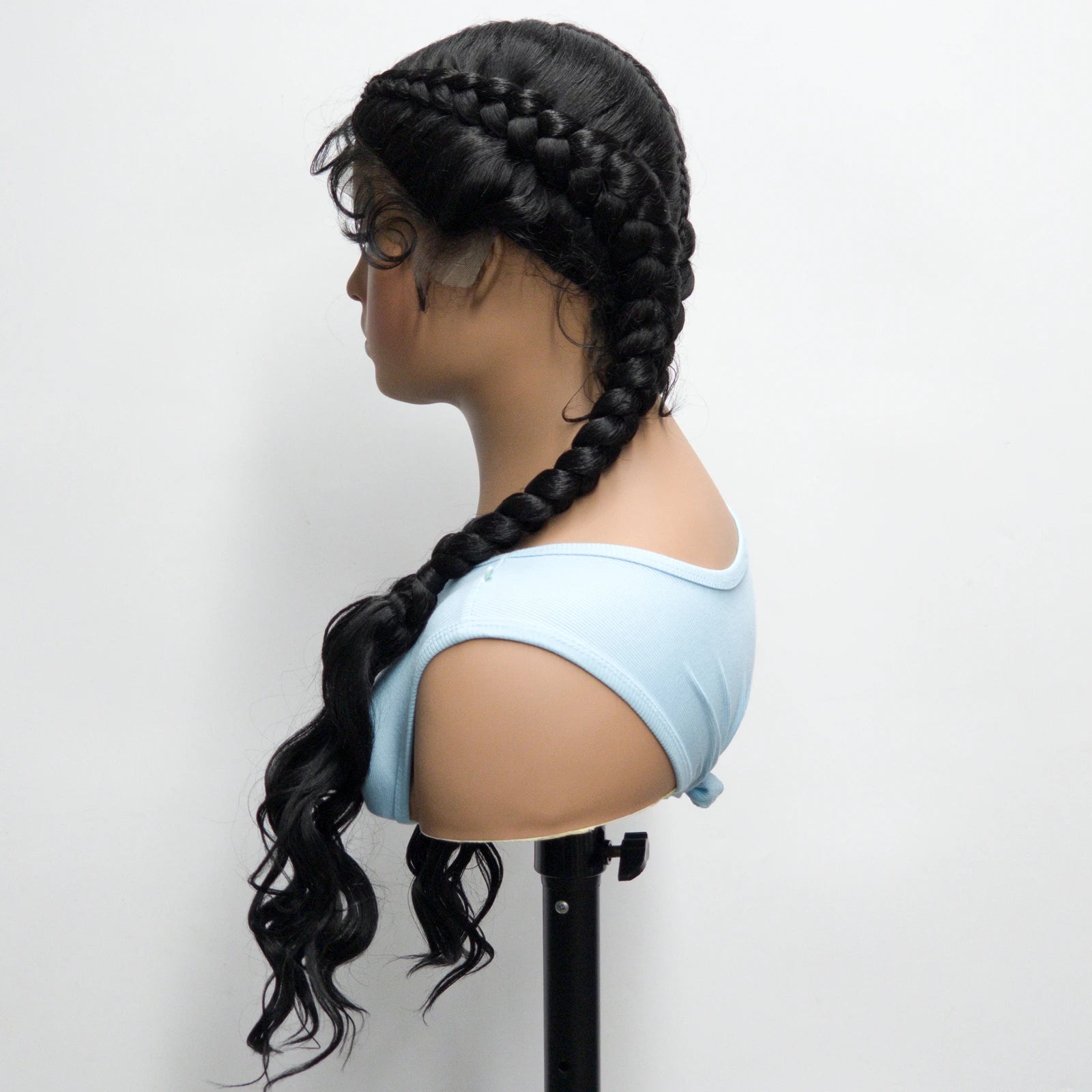 34" Twist Braids Wig | Curly Ends | Lace Front | Baby Hair | Natural Color Luxegan