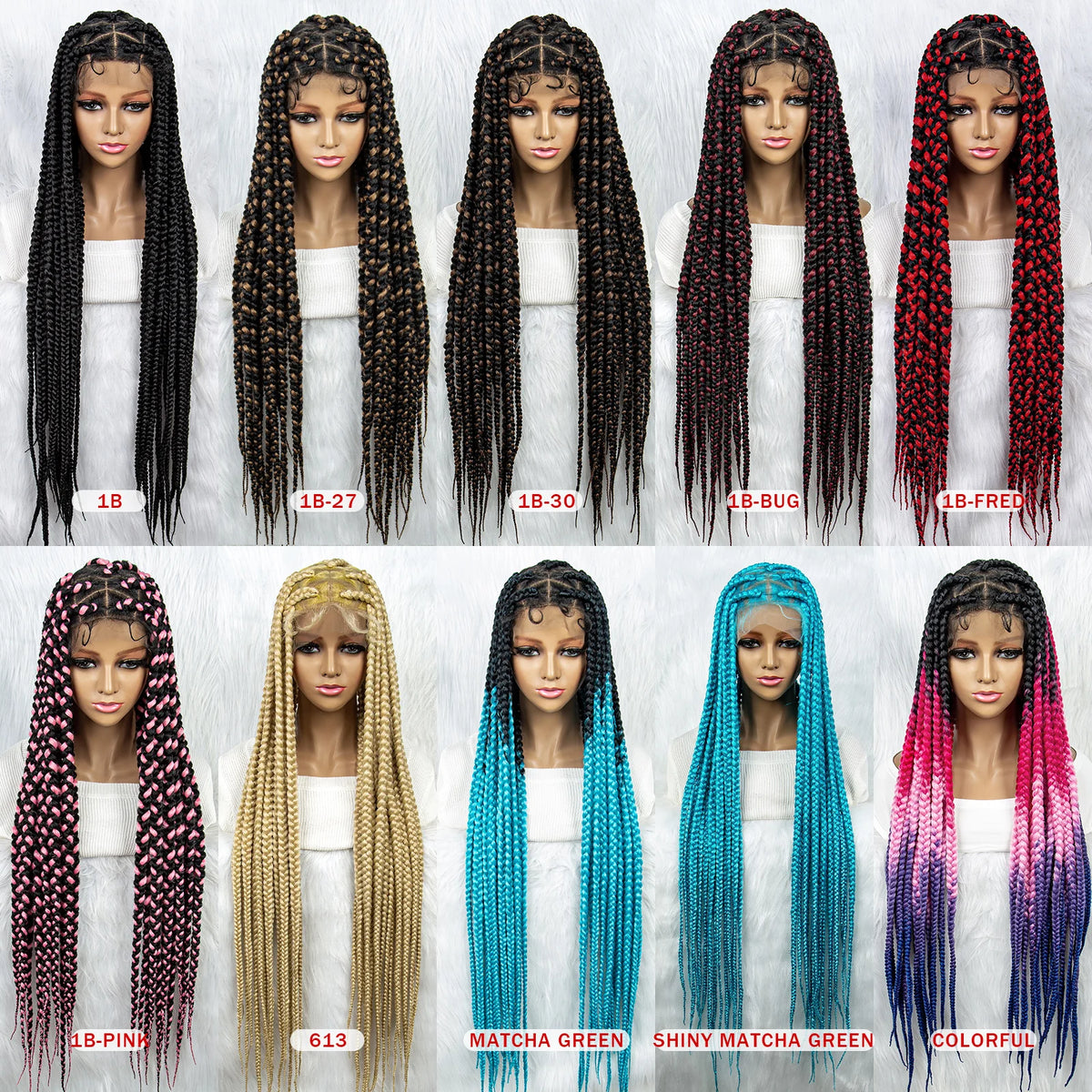 KIMA Colorful Braided Wig | Full Lace | Butterfly Locs & Dreadlocks Options Luxegan