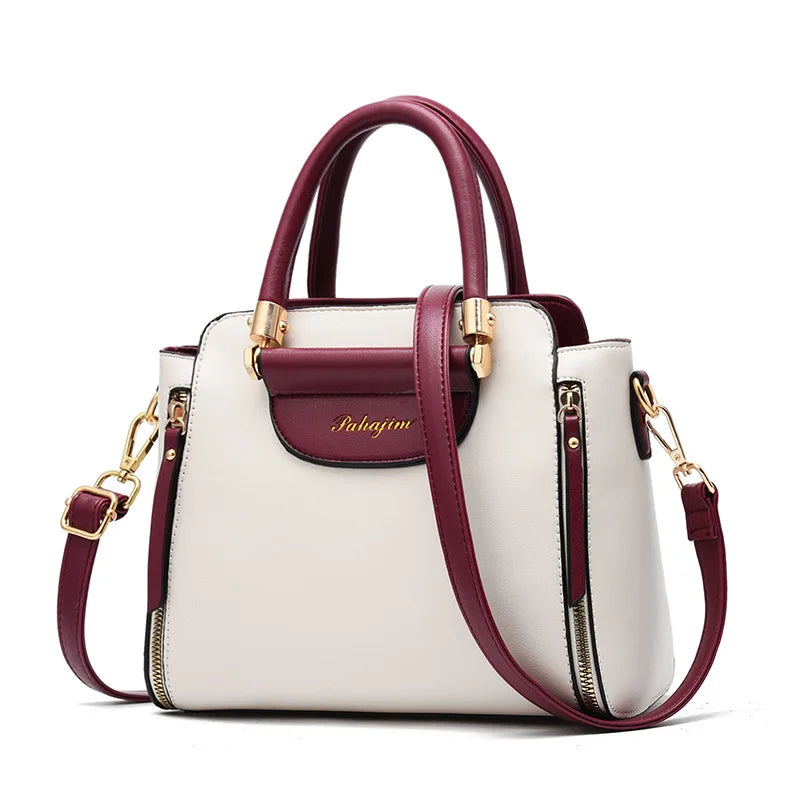 New Fashion Color-Hit Business Handbag | Sophisticated European & American Shoulder Bag | Elegant Office Square Wallet & Tote | "Dignified" Hard-Shell PU Purse for Professional Versatility Luxegan