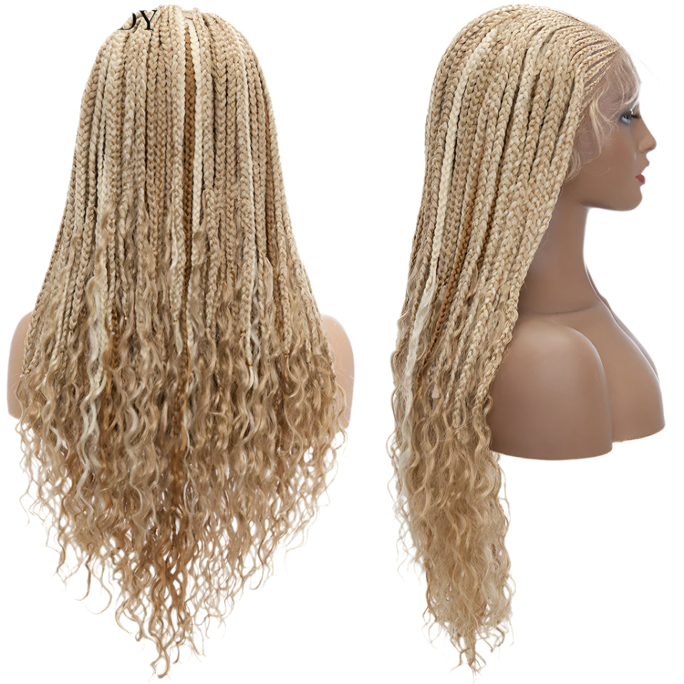 My-Lady Synthetic Braided Wig | 28" Cornrow Braids | Lace Front Wig | Long Curly Ends | Black Women
