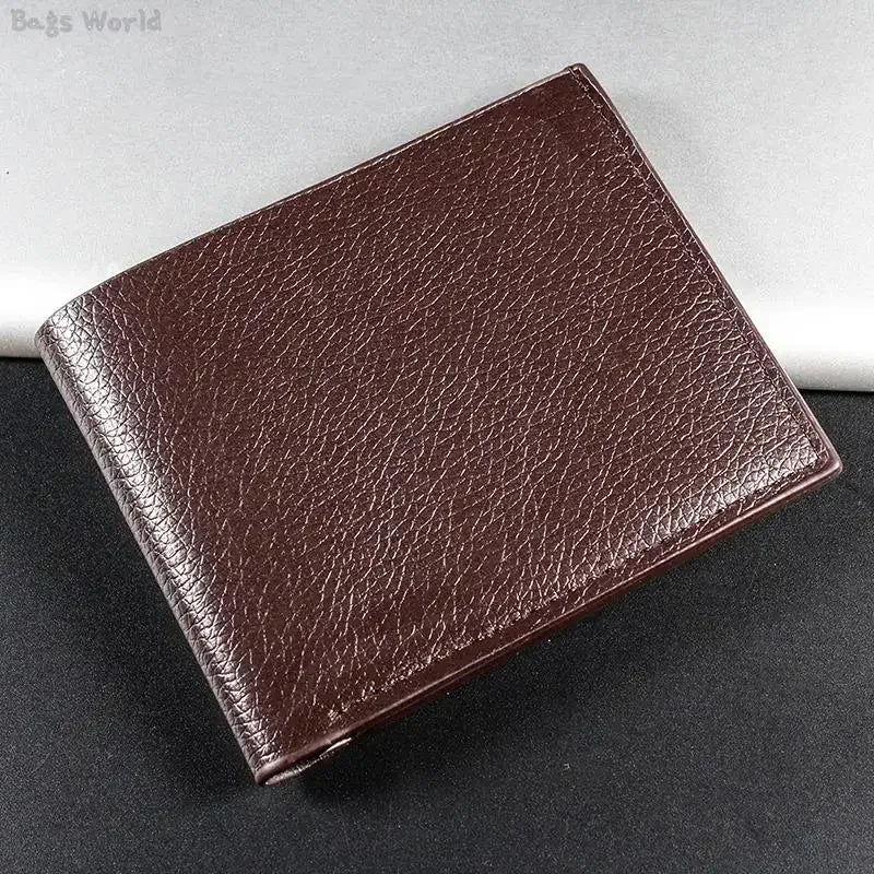 Men's Premium PU Leather Short Wallet | Fashion Solid Color Multi-Card Purse | Slim Standard Money Bag with Coin Pocket & Hasp Closure Model ZN43425 | Lightweight Polyester-Lined Cartera Hombre Luxegan