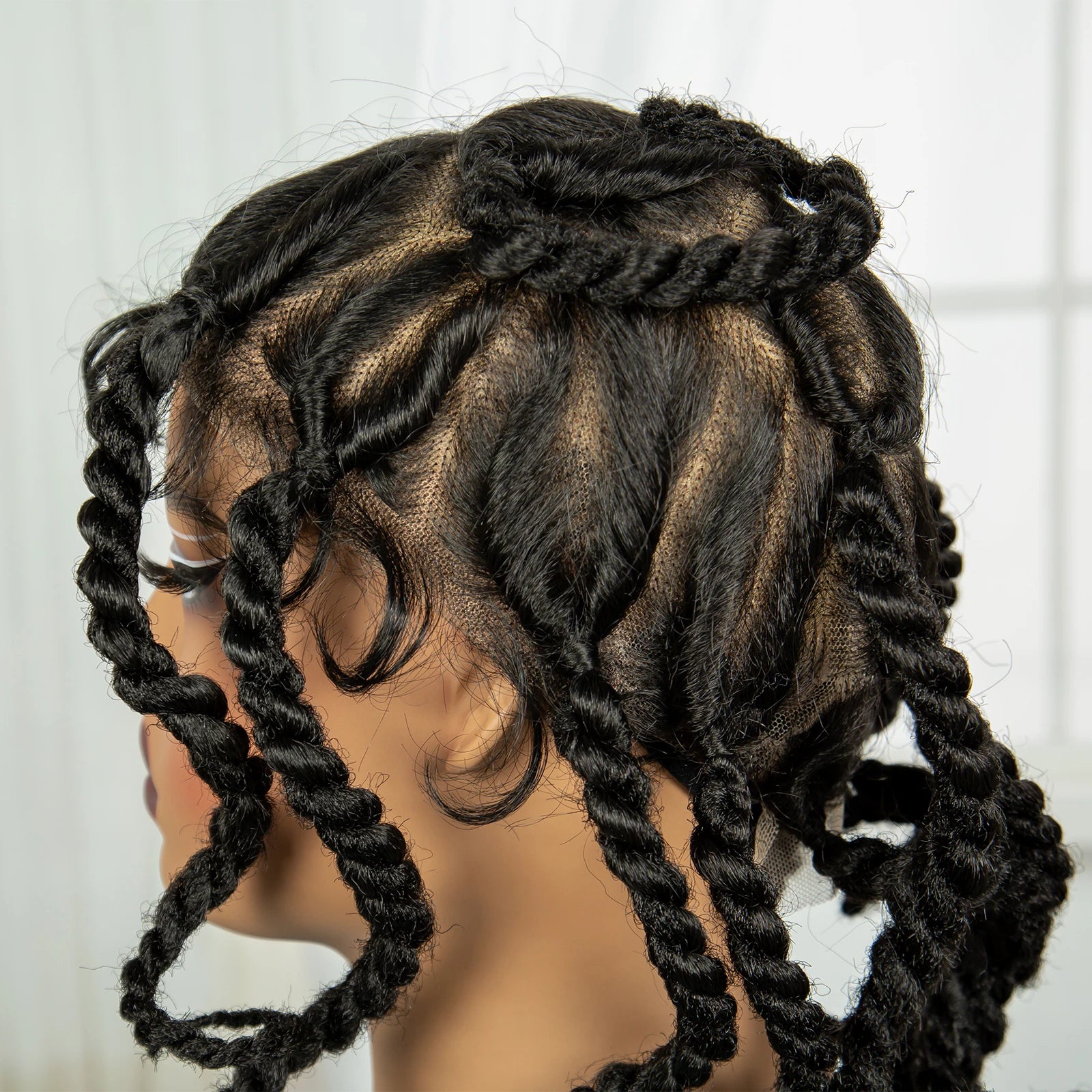 12" Natural Bantu Knotless Braids Wig | Transparent Full Lace | Baby Hair Luxegan