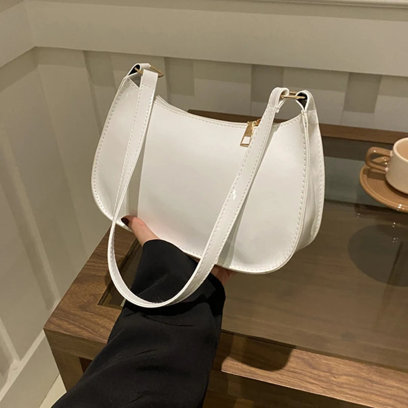 Women's Retro Solid Color PU Leather Shoulder Bag Handbag