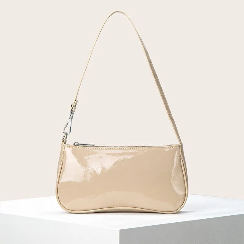 Retro Solid Color PU Leather Shoulder Bag | Fashionable Women's Casual Designer Hobo Underarm Handbag (Baguette Shape, All Seasons) Luxegan