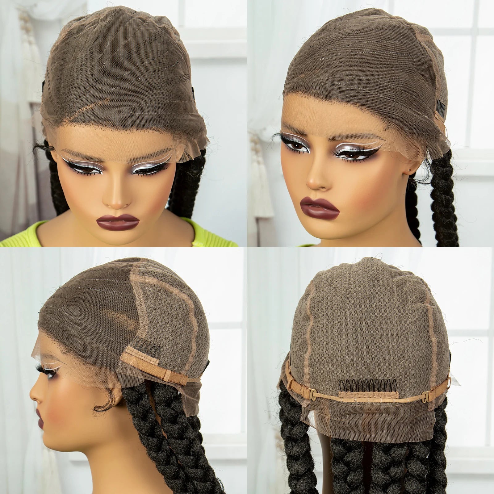 36" Long Cornrow Knotless Braids Wig | Full Lace | Baby Hair Luxegan