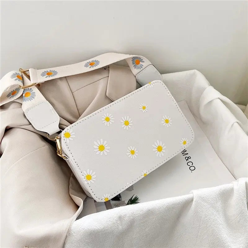 Fashion Women's Daisy Pattern Shoulder Bag | Classic Elegant Handbag & Small Square Tote Luxegan