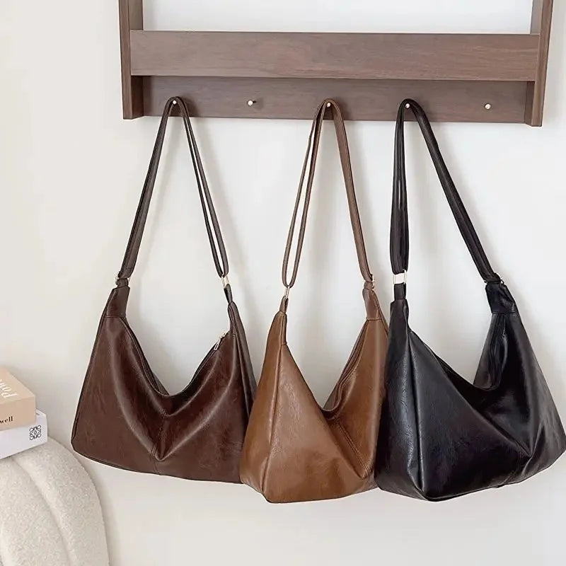 Maillard Style PU Leather Commuter Tote | Vintage High-Capacity Fashion Handbag | Stylish Texture Crossbody & Shoulder Bag for Women (Temperament Collection) Luxegan