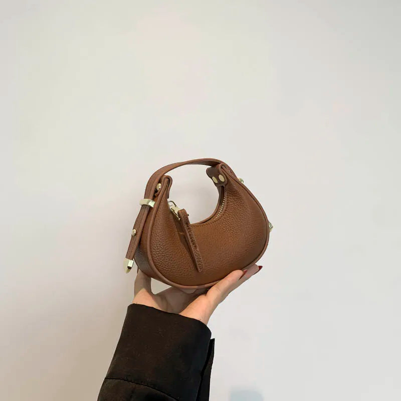 New Y2K Mini Half Moon Handbag | Fashion PU Leather Phone Bag & Day Clutch | Trendy Green Lipstick Bag for Women | Minimalist Solid Color Small Shoulder Bag (Model 8089) Luxegan