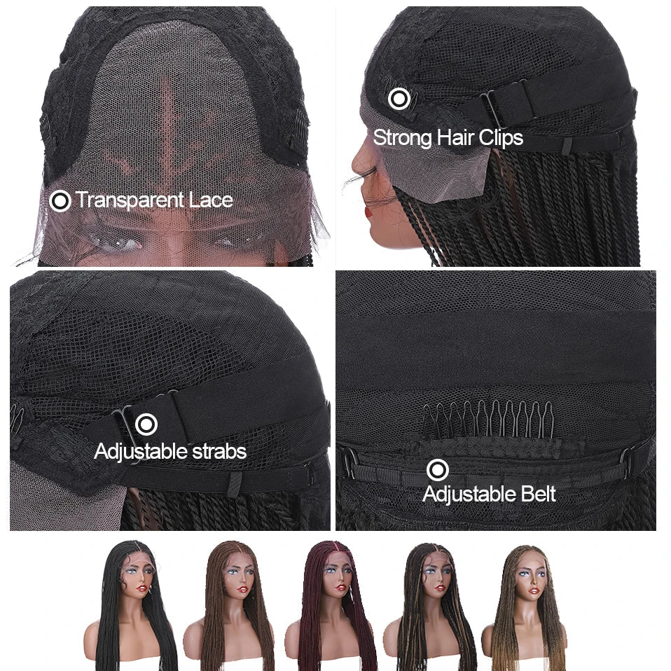 30" Box Braids Lace Front Wig | Baby Hair | Afro Synthetic Braids | Black Women Luxegan