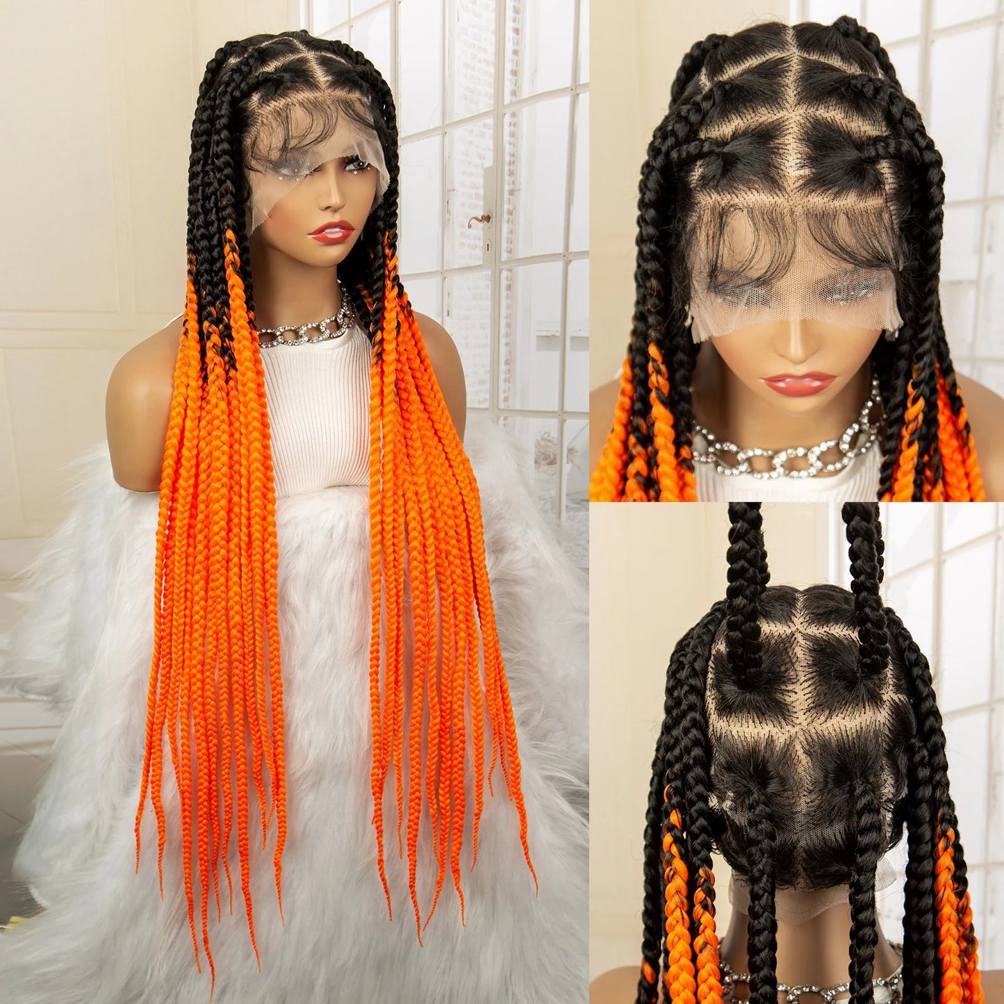 Jumbo Cornrow & Knotless Box Braids Wig | Full Lace | Baby Hair | Black Women Luxegan