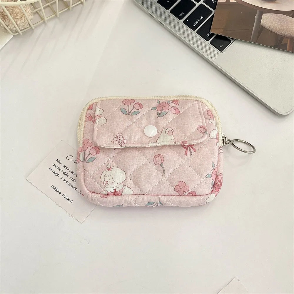 Kawaii Floral Coin Purse | Multifunctional Small Zipper Bag Luxegan