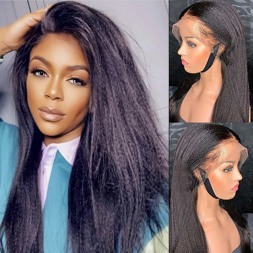250% Density Light Yaki Straight 13x6 HD Lace Frontal Human Hair Wig Luxegan