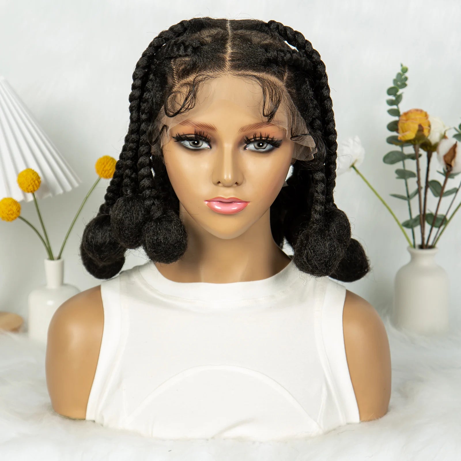 KIMA Burgundy Jumbo Box Braids Full Lace Wig | 350 Colored Bubble Braids with Baby Hair Luxegan