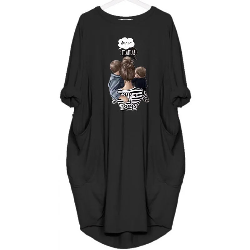 Women's Plus-Size Loose Long-Sleeved Dress | Casual Solid Color O-Neck Winter Pullover | Soft Knit Knee-Length Everyday Dress | Comfortable All-Season Basic Wardrobe Staple Luxegan