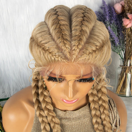 26" Blonde Ombre Twist Braids Wig | Lace Front Clearance Sale Luxegan